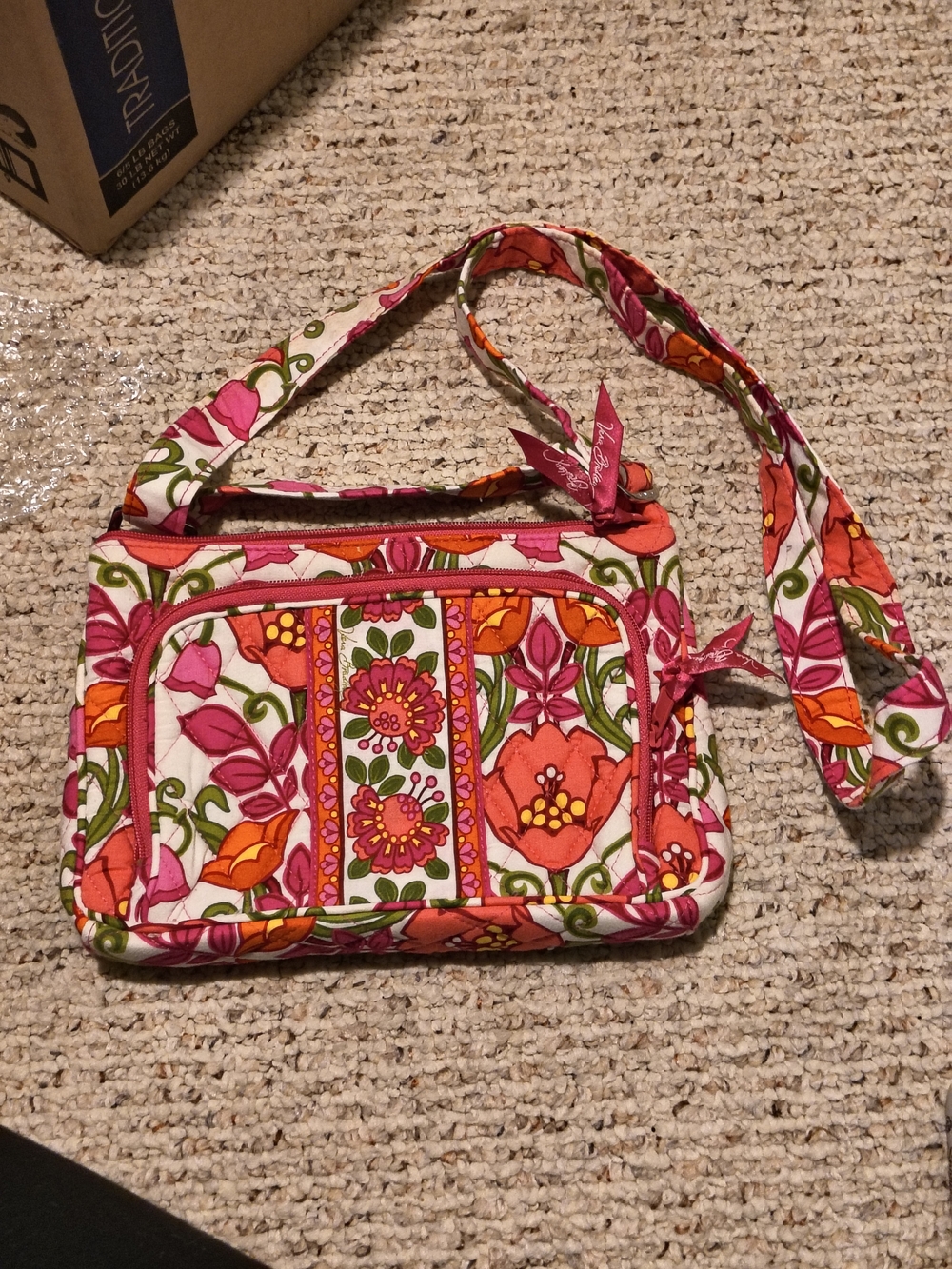 Vera Bradley Quilted Crossbody in Pink and Orange Floral